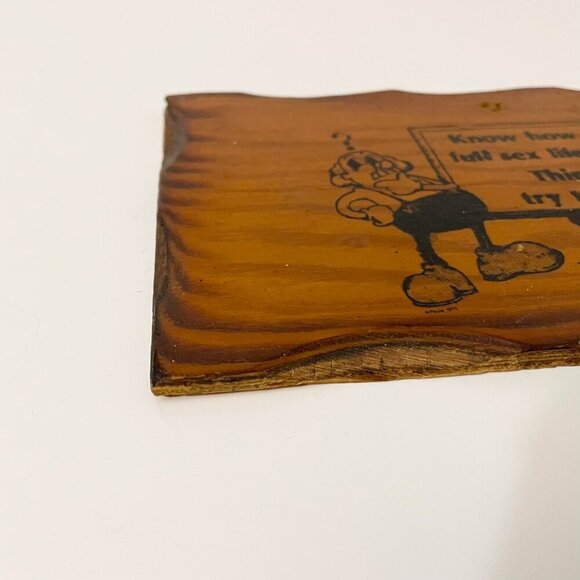 Vintage Wooden Art Bathroom Plaque Joke Sign Made in Canada - Picture 4 of 16